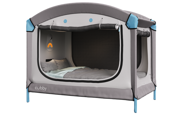 Cubby Bed with doors open showing the tensioned walls