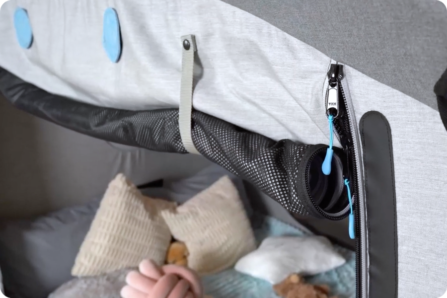Cubby Bed mesh and fabric door detail
